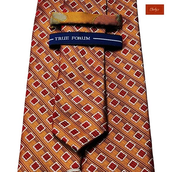 True Forum Orange/Red 100% Silk Tie 60" Long 4" Wide(ID159) - Picture 5 of 8